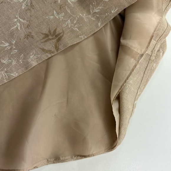 Jones New York Beige Floral Linen Blend Lined Skirt Petite 10 Classic Flare Long - Picture 8 of 8